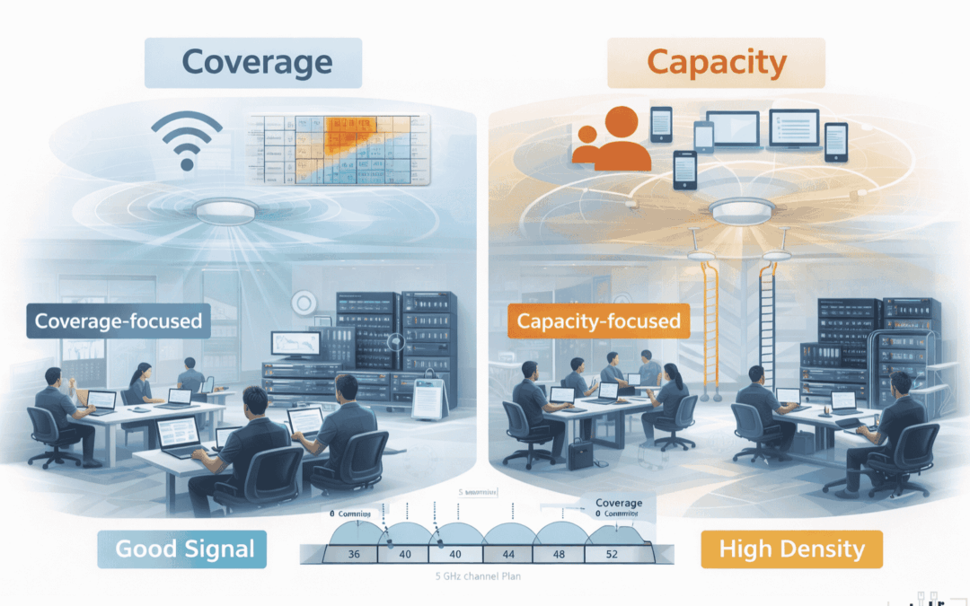 Wi-Fi professionale: coverage vs capacity e criteri di dimensionamento in ambienti reali