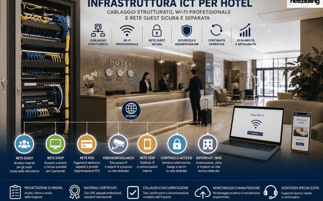 Infrastruttura ICT hotel: cablaggio, Wi-Fi e rete guest