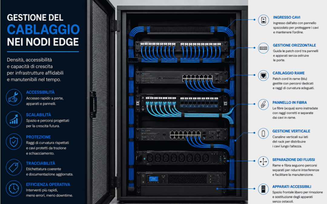 Gestione del cablaggio nei nodi edge: densità, accessibilità e capacità di crescita